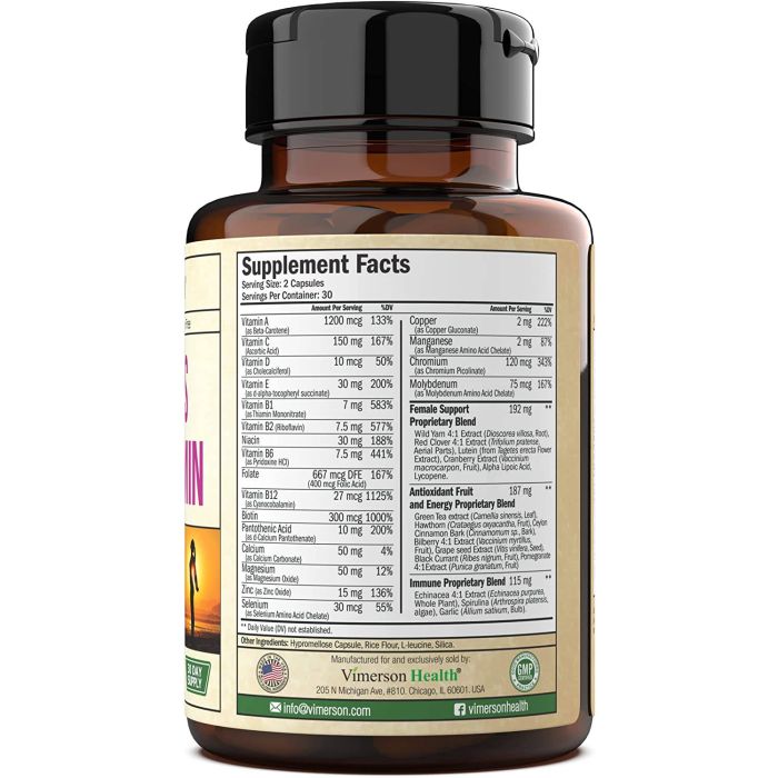 Vegetarian capsules from Vimerson Women’s Multivitamin – immune, skin, and energy support