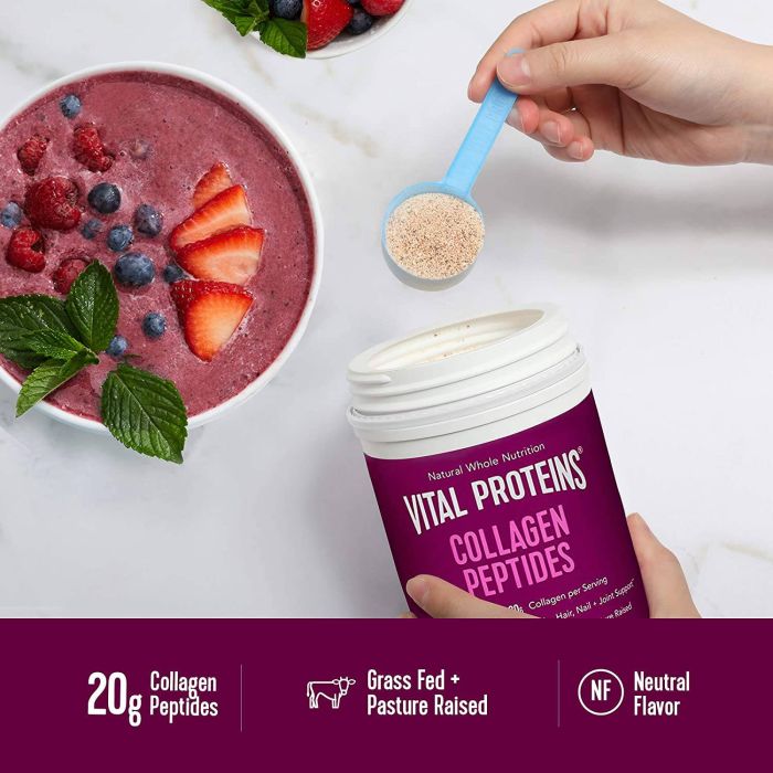 Collagen Peptides supplement for skin, hair, nails, and joint support – flavored with dark chocolate blackberry
