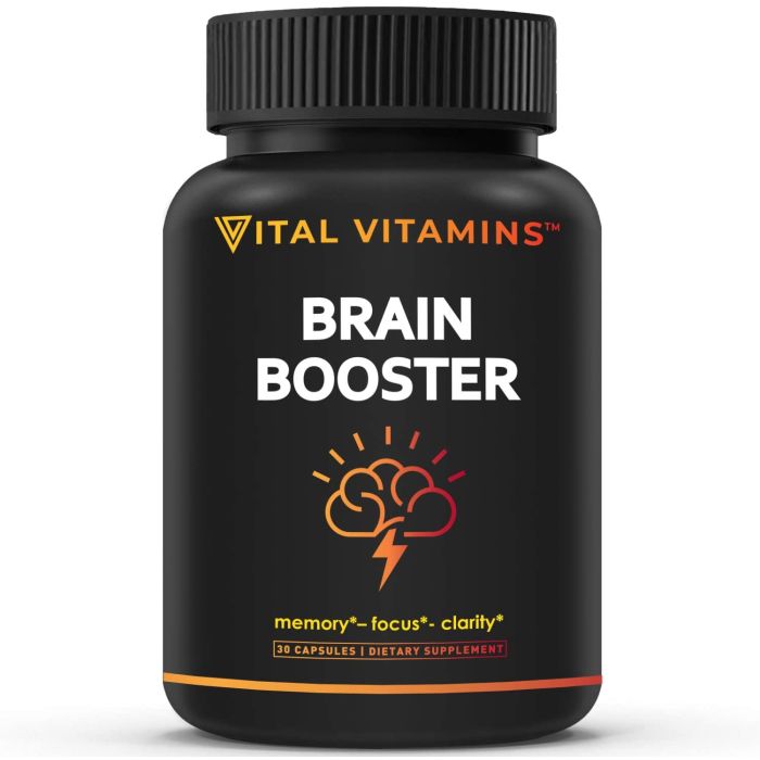 Lifestyle shot—person working at desk with Brain Booster nearby