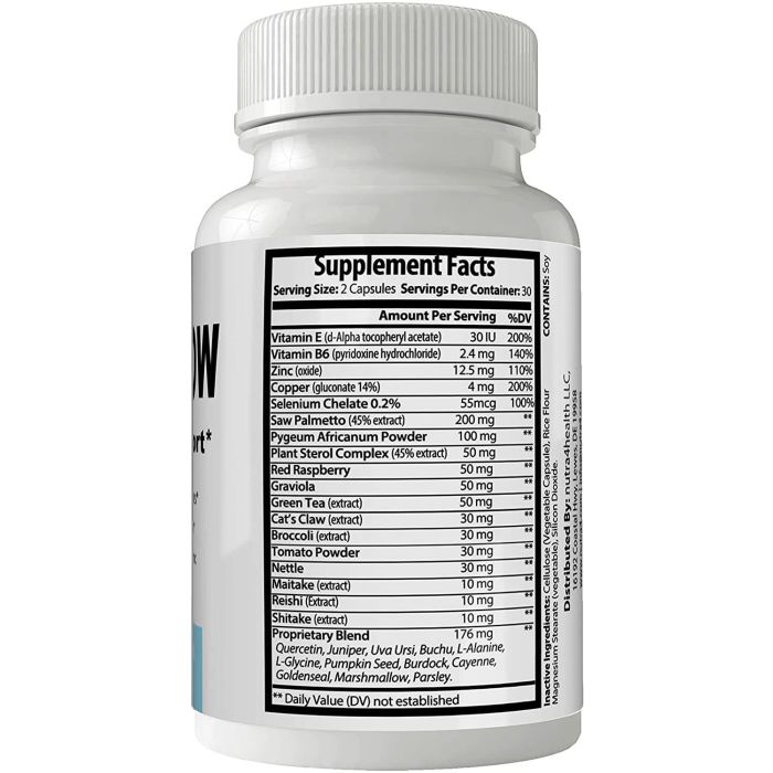 VitalFlow Prostate Support ingredients – Saw Palmetto, Beta-Sitosterol, and Pygeum Africanum for healthy prostate function.