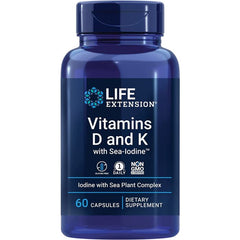 Life Extension Vitamins D and K Sea-Iodine 60 Caps Arterial Health