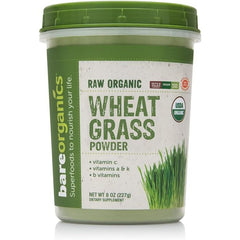 Wheat Grass Powder 8 Oz BareOrganics Vitamin C A K Vegan Gluten Free