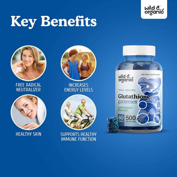 Wild Organic Glutathione Gummies – vegan antioxidant supplement for immune and skin health support.