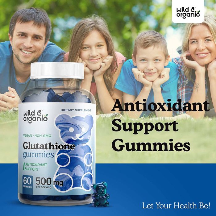 Wild Organic Glutathione 60 gummies – supports skin health and promotes overall wellness.