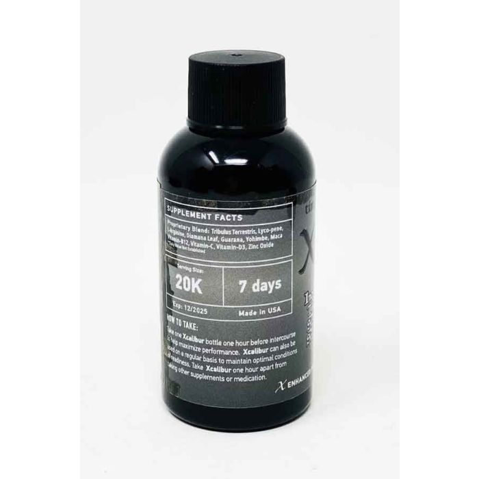 Xcalibur Shot front label – herbal performance supplement for men