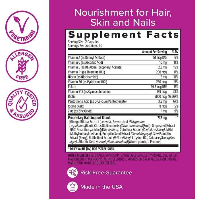 Zenwise Daily Hair Growth Vitamins for stronger hair, nails, and skin, 120 capsule pack