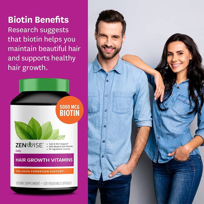 Zenwise Daily Hair Growth Vitamins for stronger hair, nails, and skin, 120 capsule pack