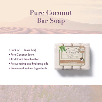 A La Maison Pure Coconut Moisturizing Bar Soap 4 Ct 3.5 Oz - supplementcorner