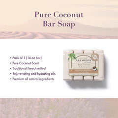 A La Maison Pure Coconut Moisturizing Bar Soap 4 Ct 3.5 Oz - supplementcorner