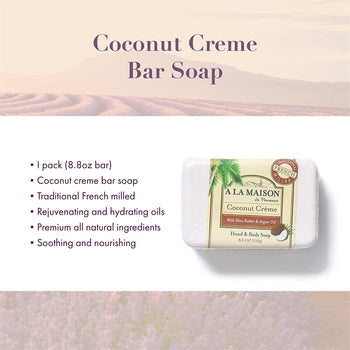 A LA MAISON Coconut Creme Bar Moisturizing Hand Body Soap - supplementcorner