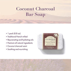 A LA MAISON Coconut Charcoal Bar Moisturizing Hand Soap 8.8 Oz - supplementcorner