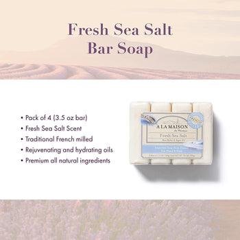 A La Maison Fresh Sea Salt Moisturizing Bar Soap 4 Ct 3.5 Oz - supplementcorner