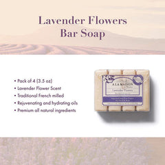 A La Maison Lavender Flower Moisturizing Hand Bar Soap 4 Ct 3.5 Oz - supplementcorner