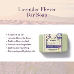 A La Maison Lavender Flower Bar Soap Natural Moisturizing 8.8 Oz - supplementcorner