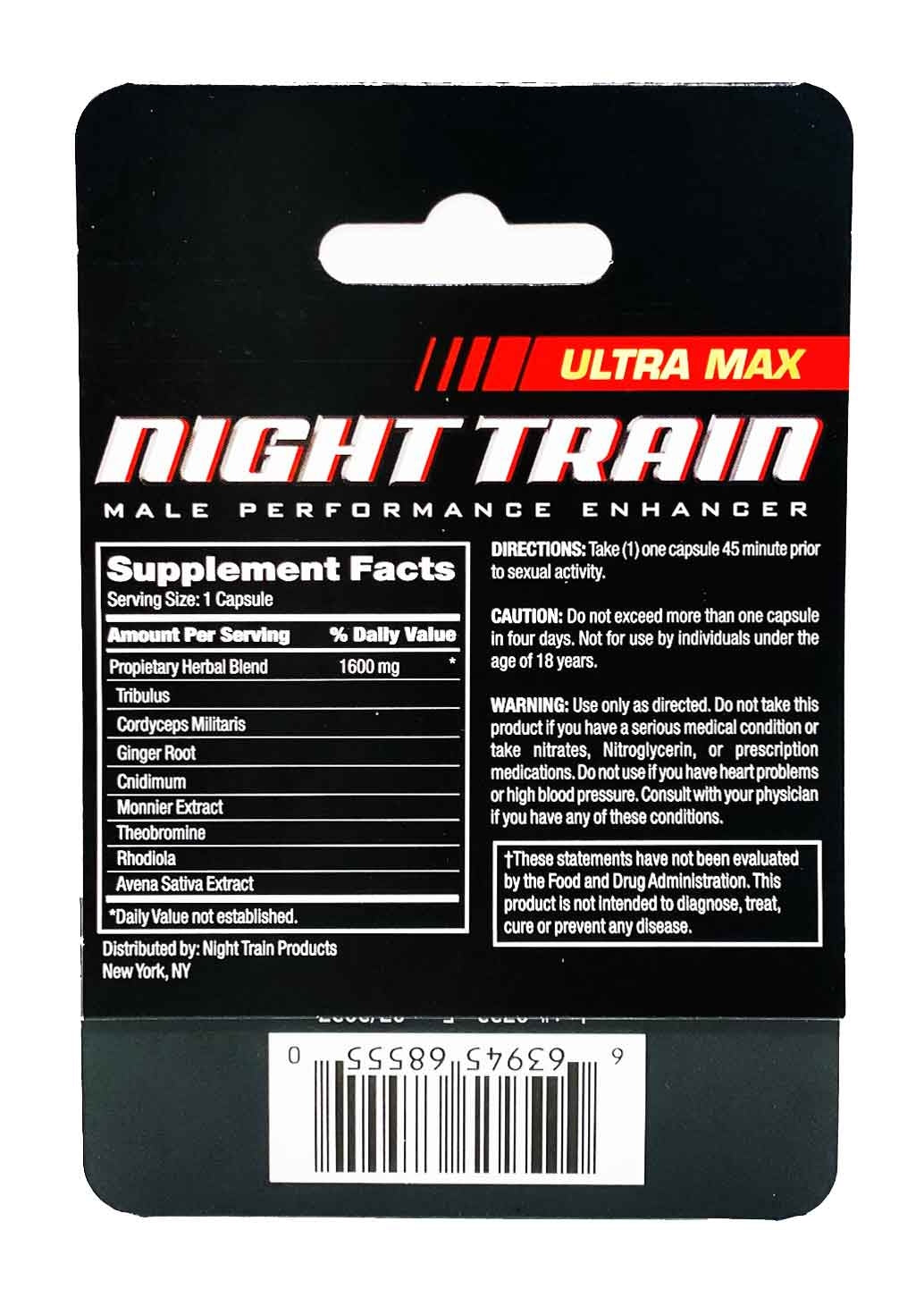 Red Pill Night Train Ultra Max 1600mg Male Enhancement - supplementcorner.com