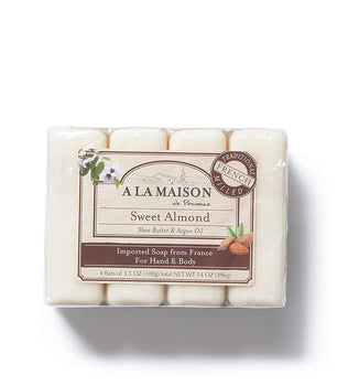 A La Maison Sweet Almond Natural Moisturizing Bar Soap 4 Ct 3.5 Oz - supplementcorner