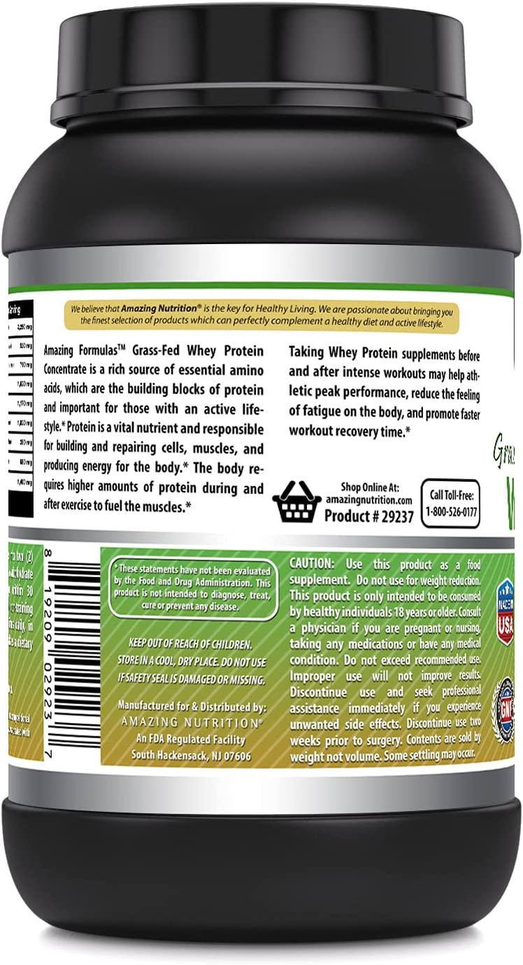 Amazing Formulas Grass Fed Whey Protein 2 Lbs Vanilla Flavor - supplemynts.com