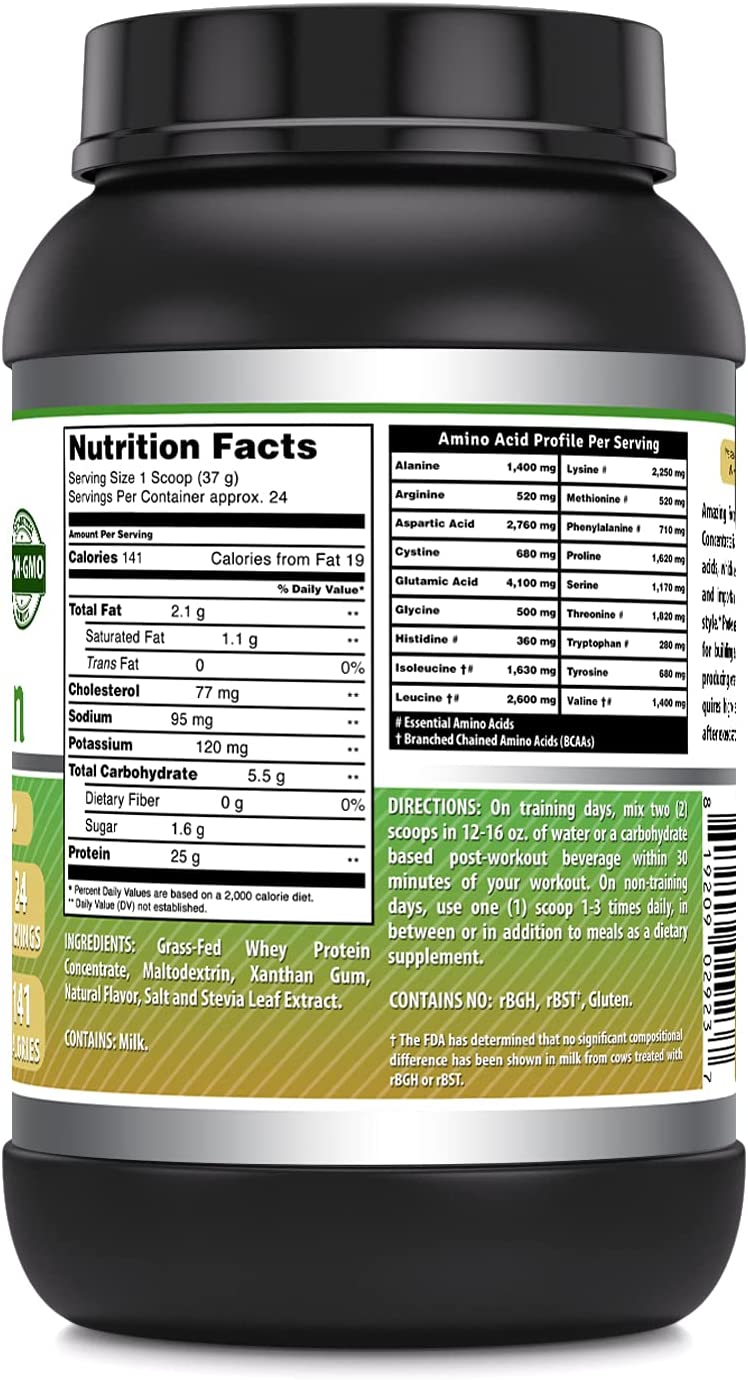 Amazing Formulas Grass Fed Whey Protein 2 Lbs Vanilla Flavor - supplemynts.com